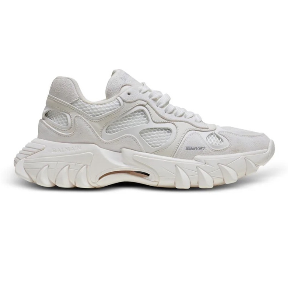 Nwt Balmain Paris B-East Chunky Suede And Mesh Sneakers Trainers - 36